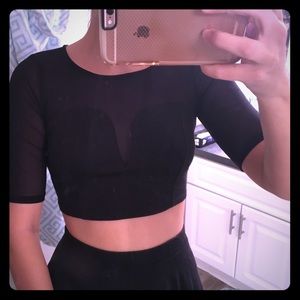 Nasty gal black mesh crop top black