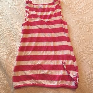 Pink stripe ruffle tank