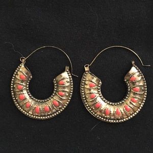 Statement gold and orange brass hoops!