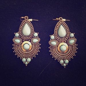ANTHRO Turquoise and silver statement earrings