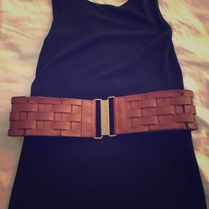 Brown leather woven belt