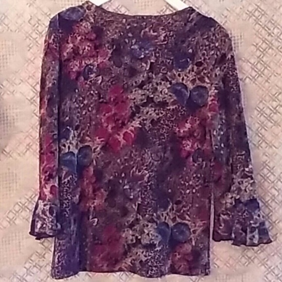 Dressbarn Purple & Blue Floral Top, M #0032 - Picture 4 of 4