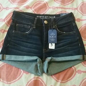 Hi-Rise Shortie Dark Denim Shorts