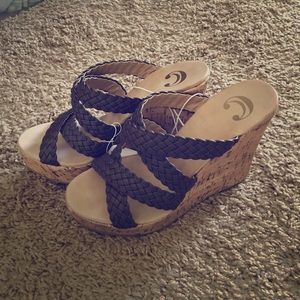 Brown, sandal wedges