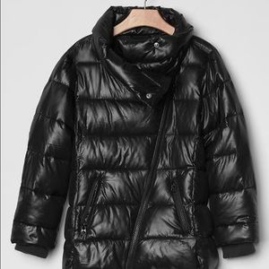 GAP KIDS Black Shiny Moto Puffer (M)