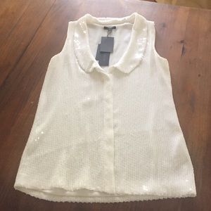 Rachel Zoe white sequin top