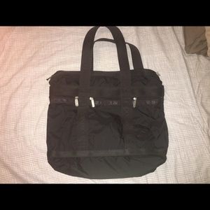 Black Nylon Shoulder Tote