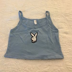 American apparel blue tank with playboy bunny