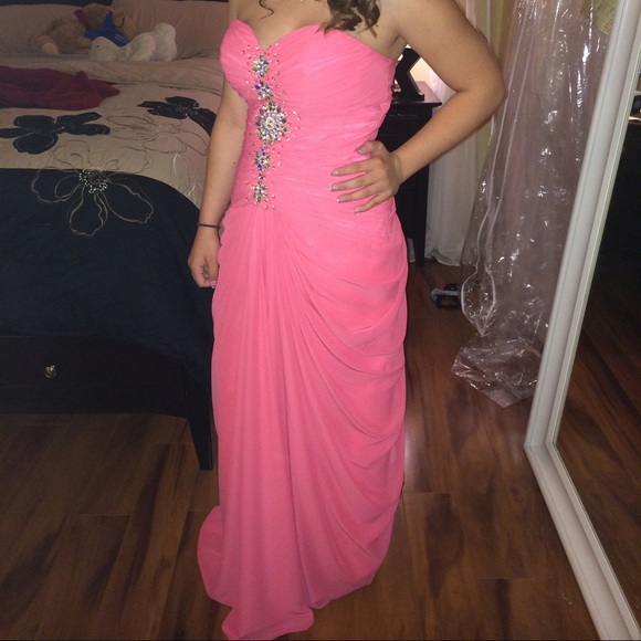 Pink embellished prom dress