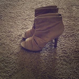 Suede, khaki heels