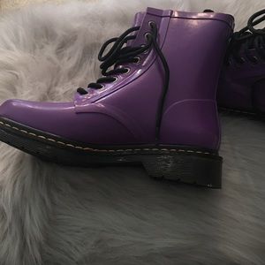 Purple Doc Marten rain boots