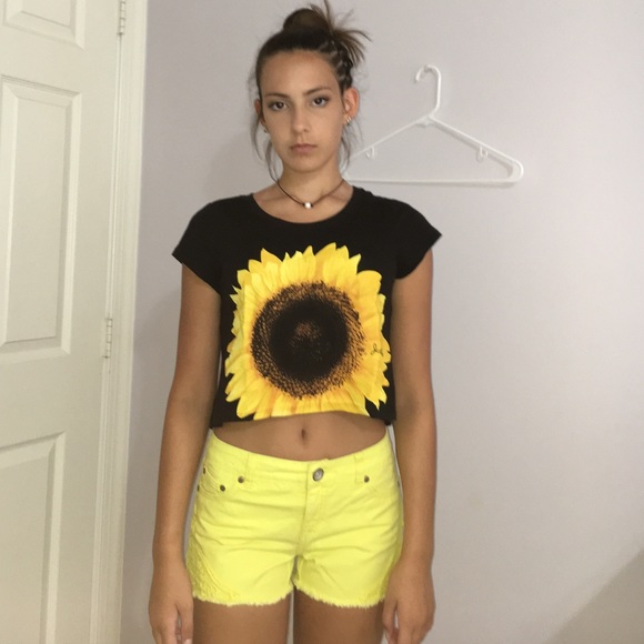 Yellow jean shorts