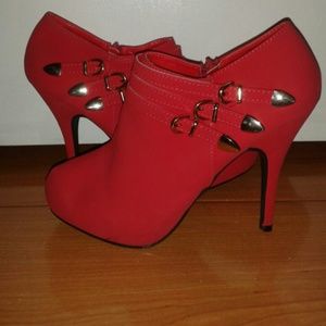 Red beautiful heeled boots