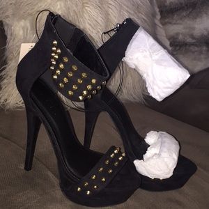 Gold stud ankle strap heels - BRAND NEW