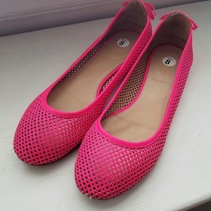 J Crew Neon Pink Perforated Leather Flats Italy 8