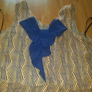 Short orange and blue dress with bow