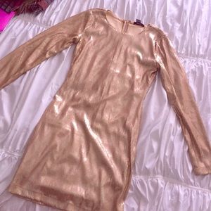 gold sequin dress.