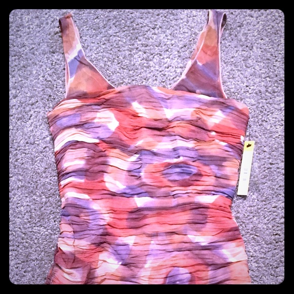 alice + olivia painted print rouched fitted dress