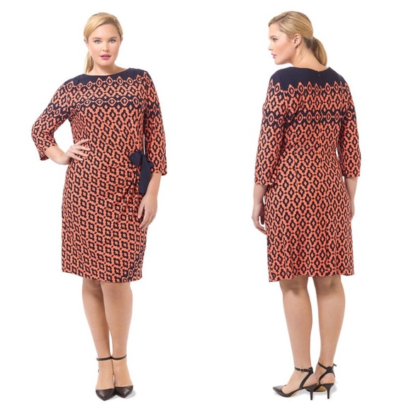 Side Tie Dress in Coral Print by Taylor Dresses