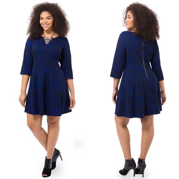 Black and Royal Animal Print Dress