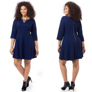 Black and Royal Animal Print Dress