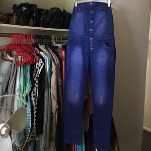 Denim strapless jumpsuit