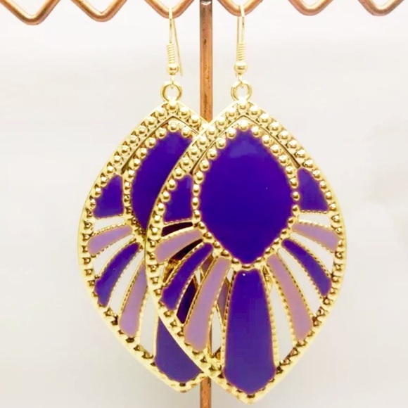 PURPLE & GOLD BOHO EARRINGS - Picture 1 of 2