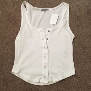 White button up crop tank