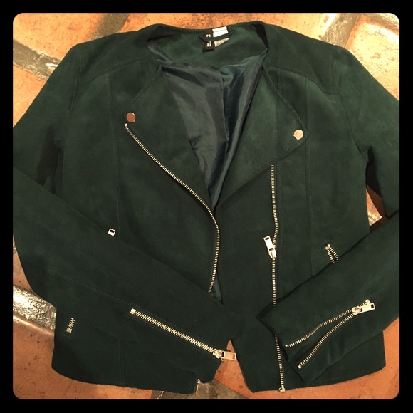 Awesome green faux suede jacket from H & M size 6