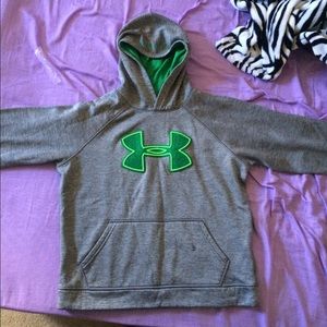 Grey/green under armour hoodie