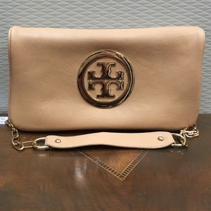 Tory Burch leather clutch with chain handle