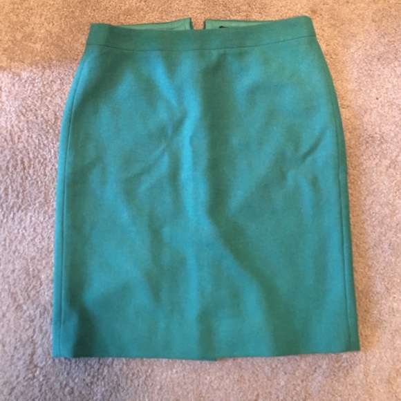 J crew jade green wool pencil skirt sz 4