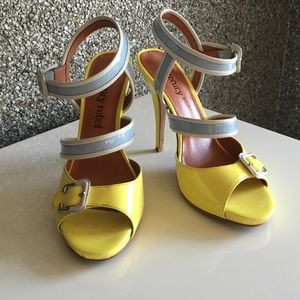 Luxury Rebel Yellow/White/Baby Blue Heels