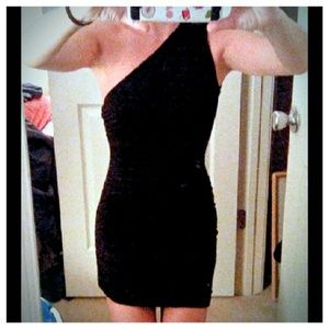 One shoulder black dress
