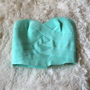 Tobi Bandaged Mint Bustier Crop