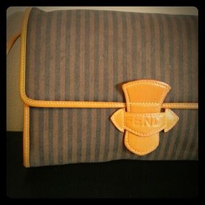 FENDI Canvas Striped Shoulder Bag