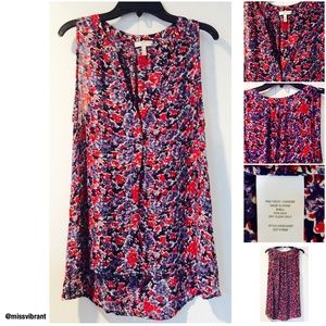 Joie Red & Navy Floral Blouse