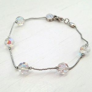 Swarovski Swan Signed AB Crystal Bead Bracelet EUC