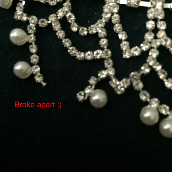 Rhinestone Swag & Pearl Dangle Necklace **FINAL** - Picture 2 of 4