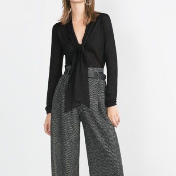 Zara Knit Sweater With Tie Detail