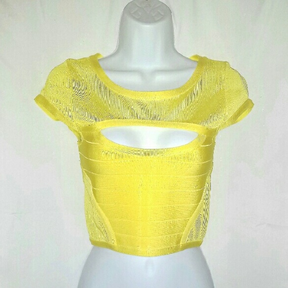 BEBE Mesh & Bandage Top