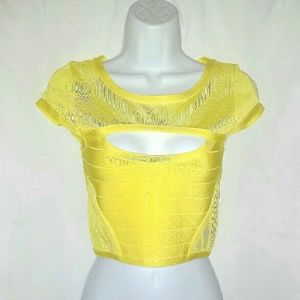 BEBE Mesh & Bandage Top