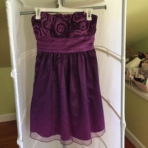 purple strapless dress