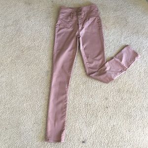 Blush pink high waste skinny jeans