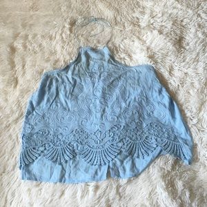 Forever 21 Halter Open Back Embroidered Top