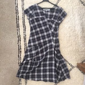 Morgane Le Fay tiered-overlay plaid dress