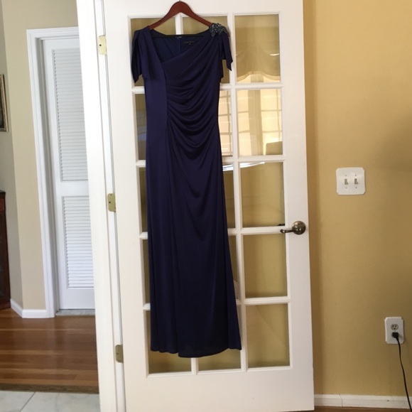 Navy Blue David Meister Gown - Picture 2 of 4