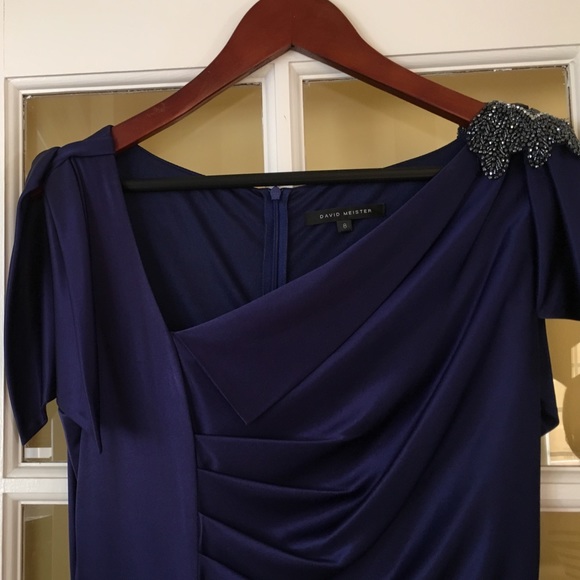 Navy Blue David Meister Gown - Picture 3 of 4