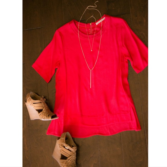 Round Neck Short Sleeve Blouse - Picture 2 of 4