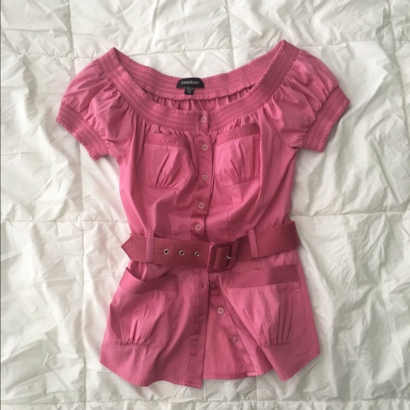 Bebe XS off the shoulder top with matching belt